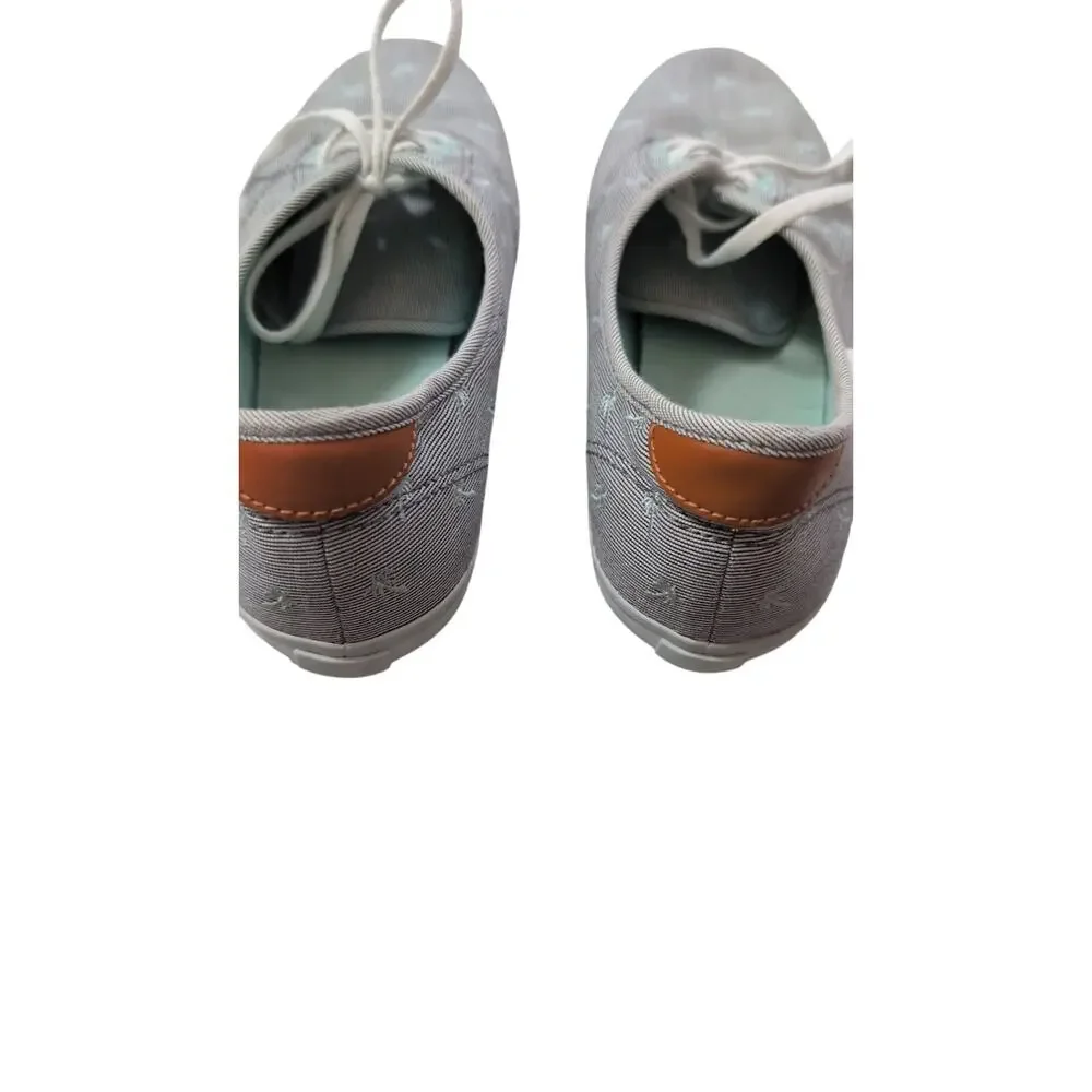 Vans Gray Palm Tree Low Top Sneakers Size 5 EUC Skate Shoes